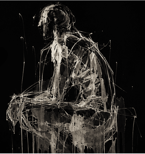 Ink figure study, seated figure