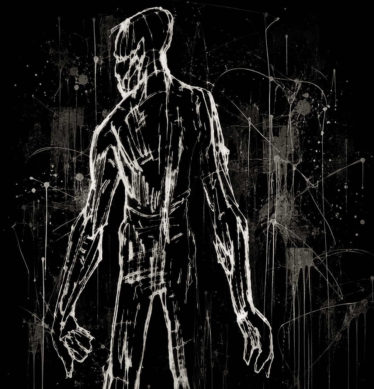 Ink figure study, seated figure